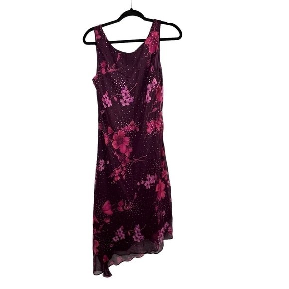 Jessica Howard Women's Sleeveless Floral Dress Lined Rhinestones Purple - Picture 1 of 12